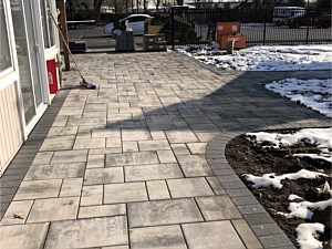 nicolock granite city alpine ledgestone smooth raven border modern contempary paver brick patio commack